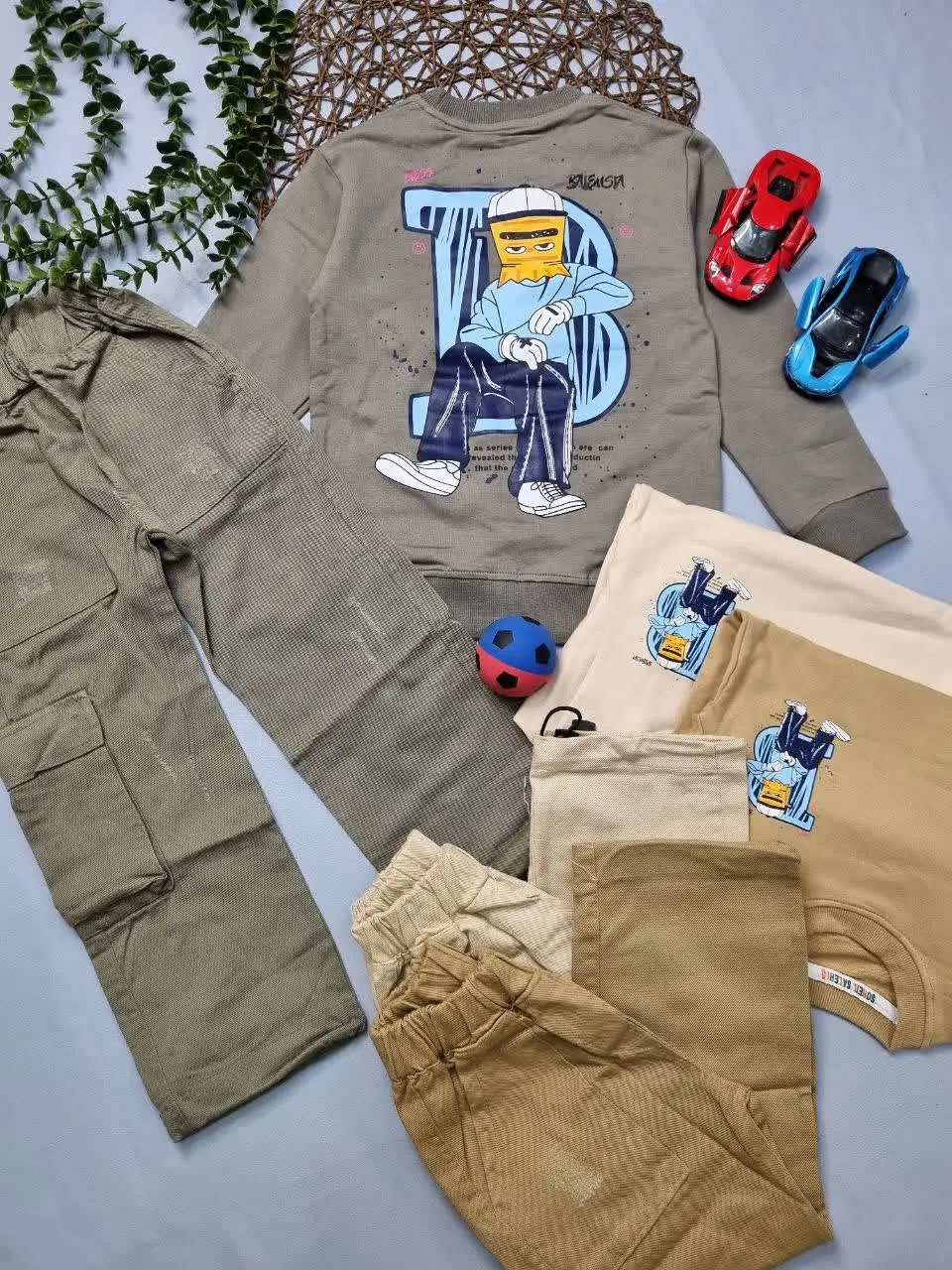 🍀بلوزبا شلوارکتان کارگو پسر...