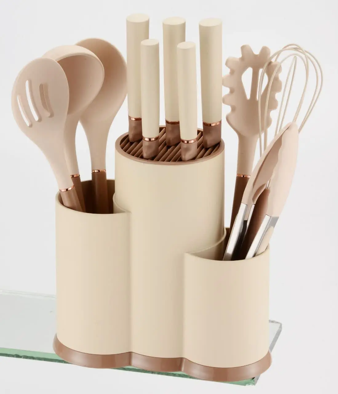 ست کامل تخته گوشت، چاقو و کفگیر ملاقه و استند
