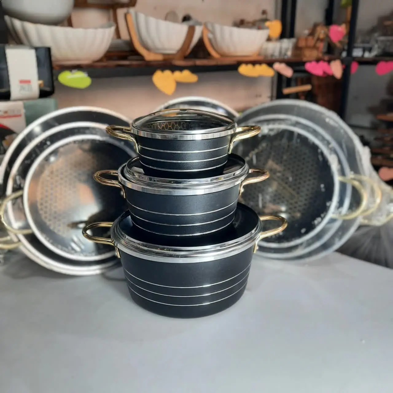 #سه قابلمه طرح چدن داخل زنبوری🍓 گلدانی 
