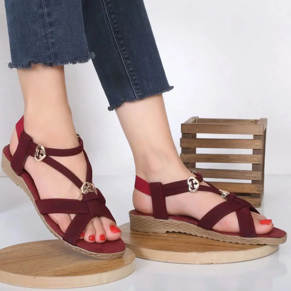 🏆صندل زنانه قرمز مدل GHALB
