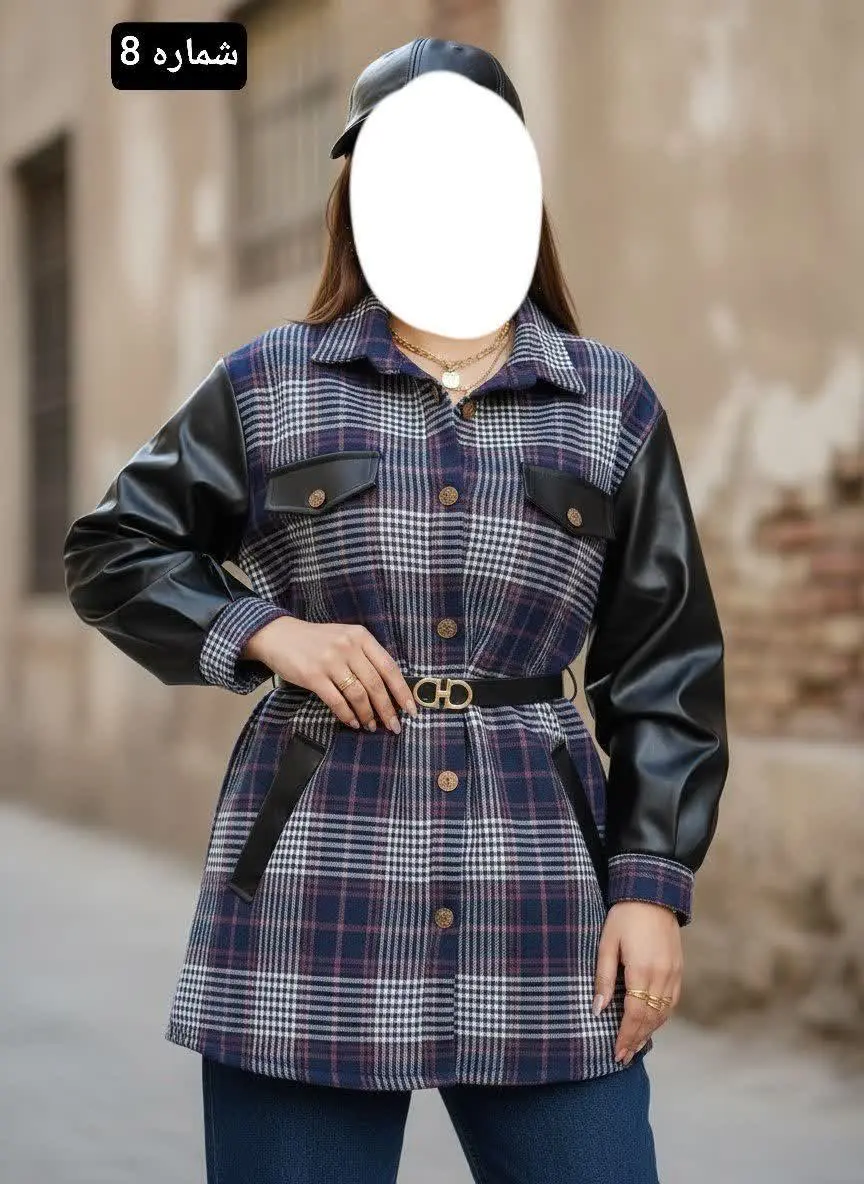 پالتو اطلس آستین چرم