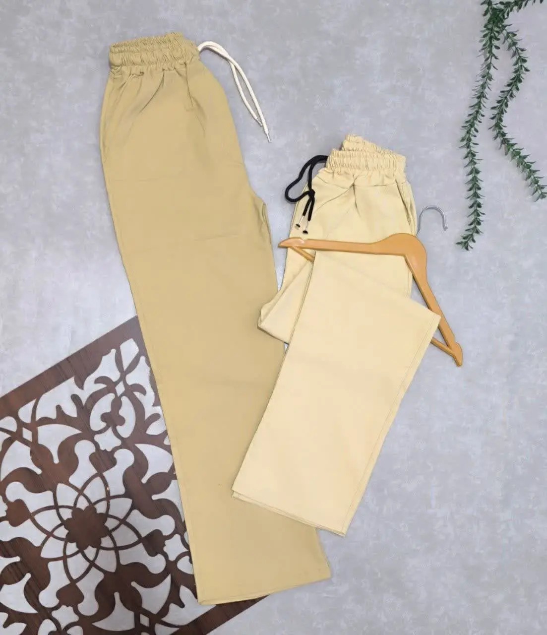 ✅ شلوار نیم بگ کتان کش، جیب روکار
