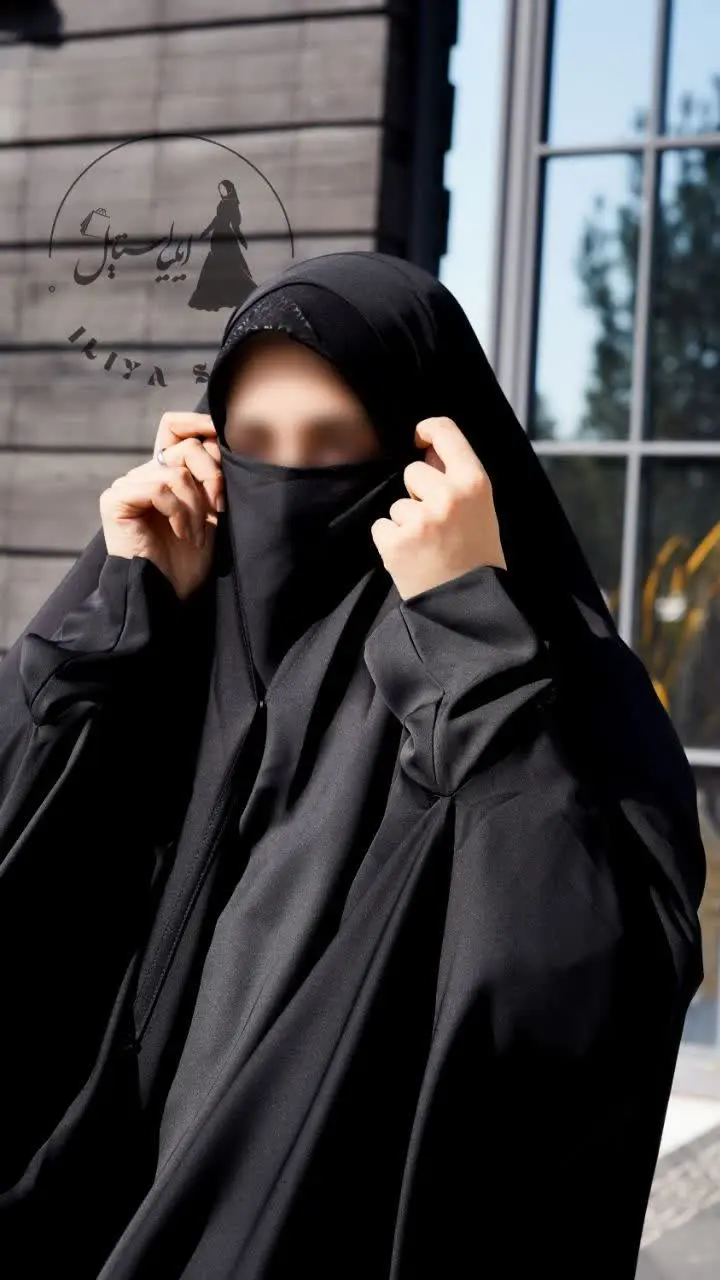 🟣 چادر بحرینی ساده، آستین دار
