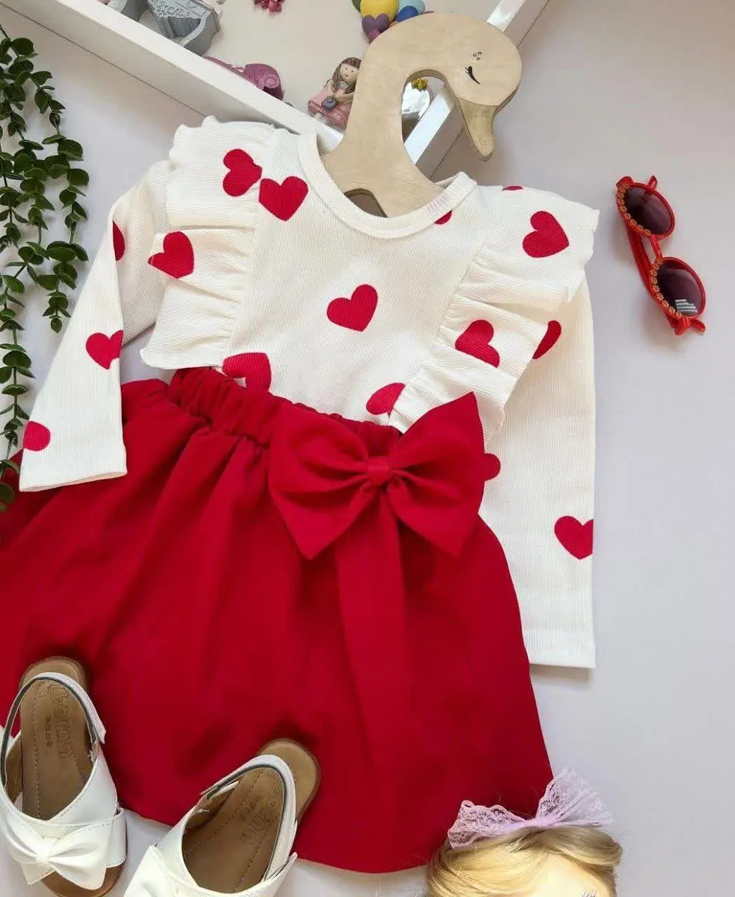 ❤️❤️سه تیکه بلوز دامن قلبی❤️❤️
