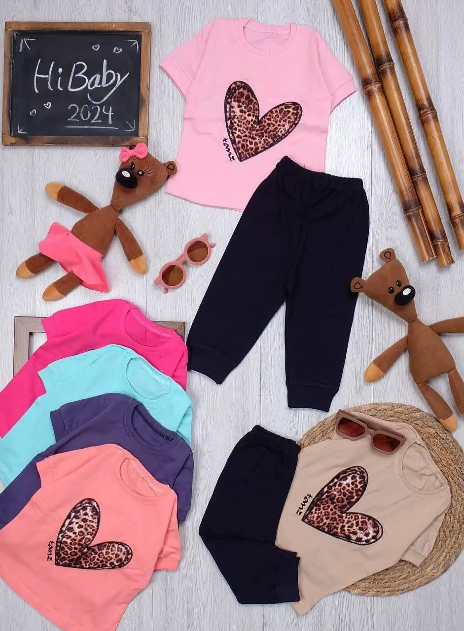 👫تیشرت و شلوارک تک قلب پلنگی👫
