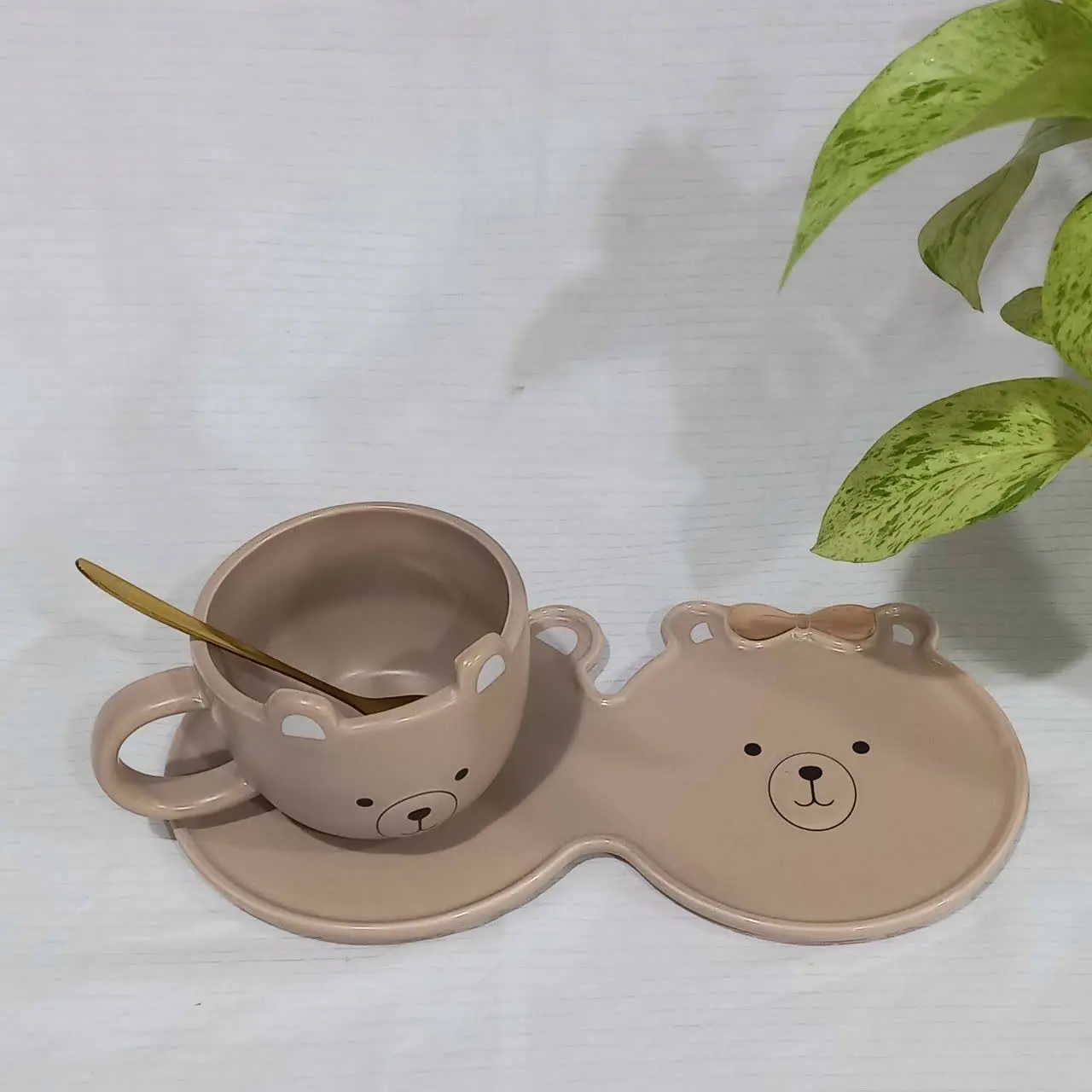 ست بشقاب ولیوان تدی زیبا
