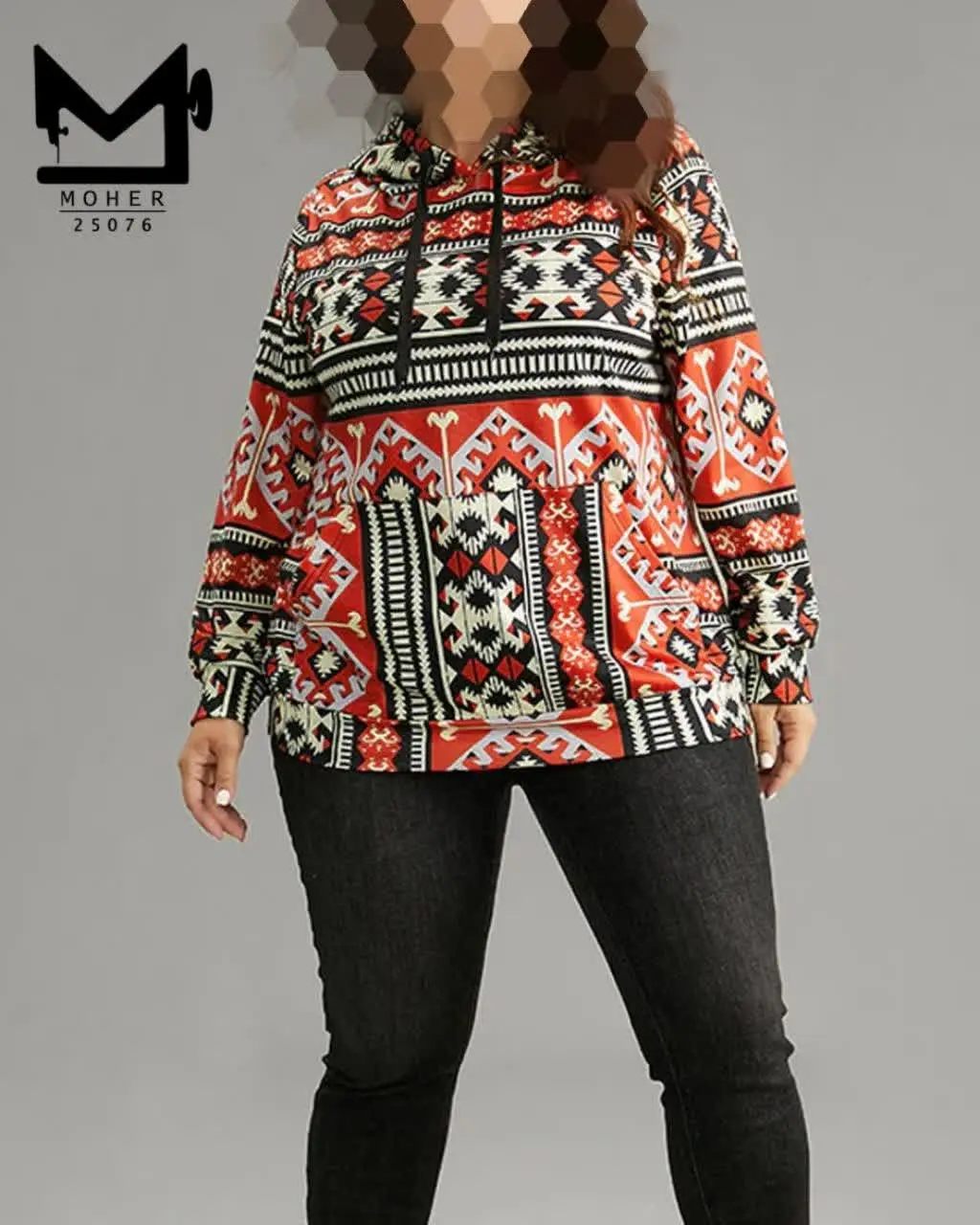 🔸 هودی کرک دار طرح سنتی
