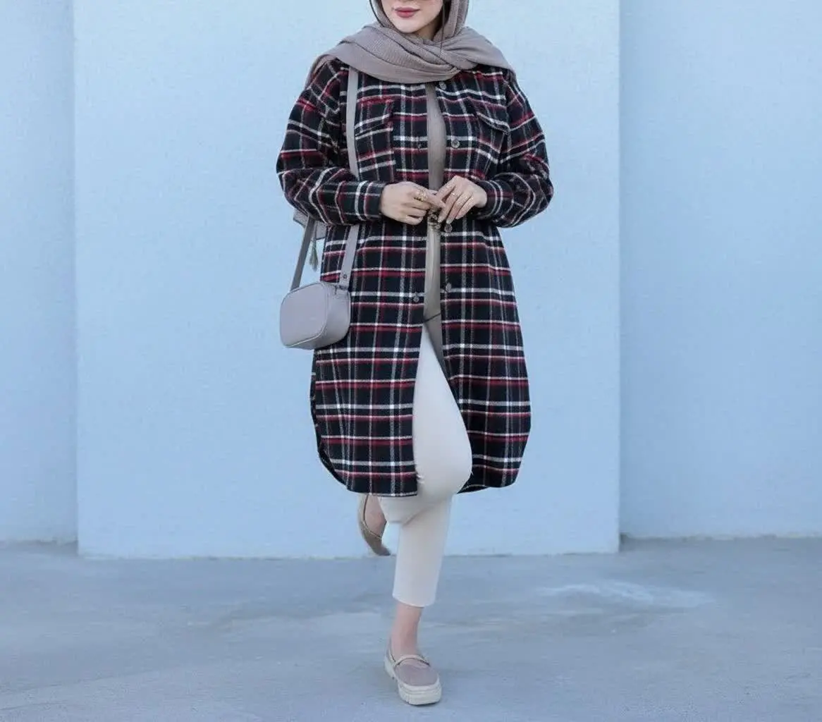 مانتو پشمی پاییزه بلند