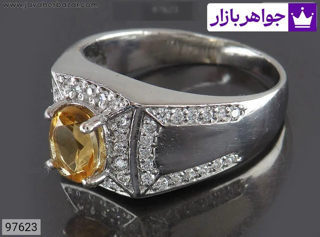 انگشتر نقره سیترین جذاب مرد...