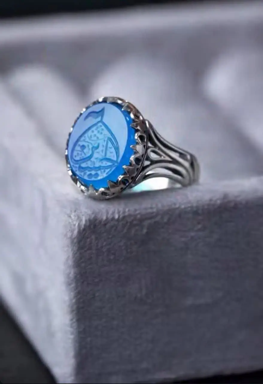 💎انگشتر عقیق آبی مردانه اصل