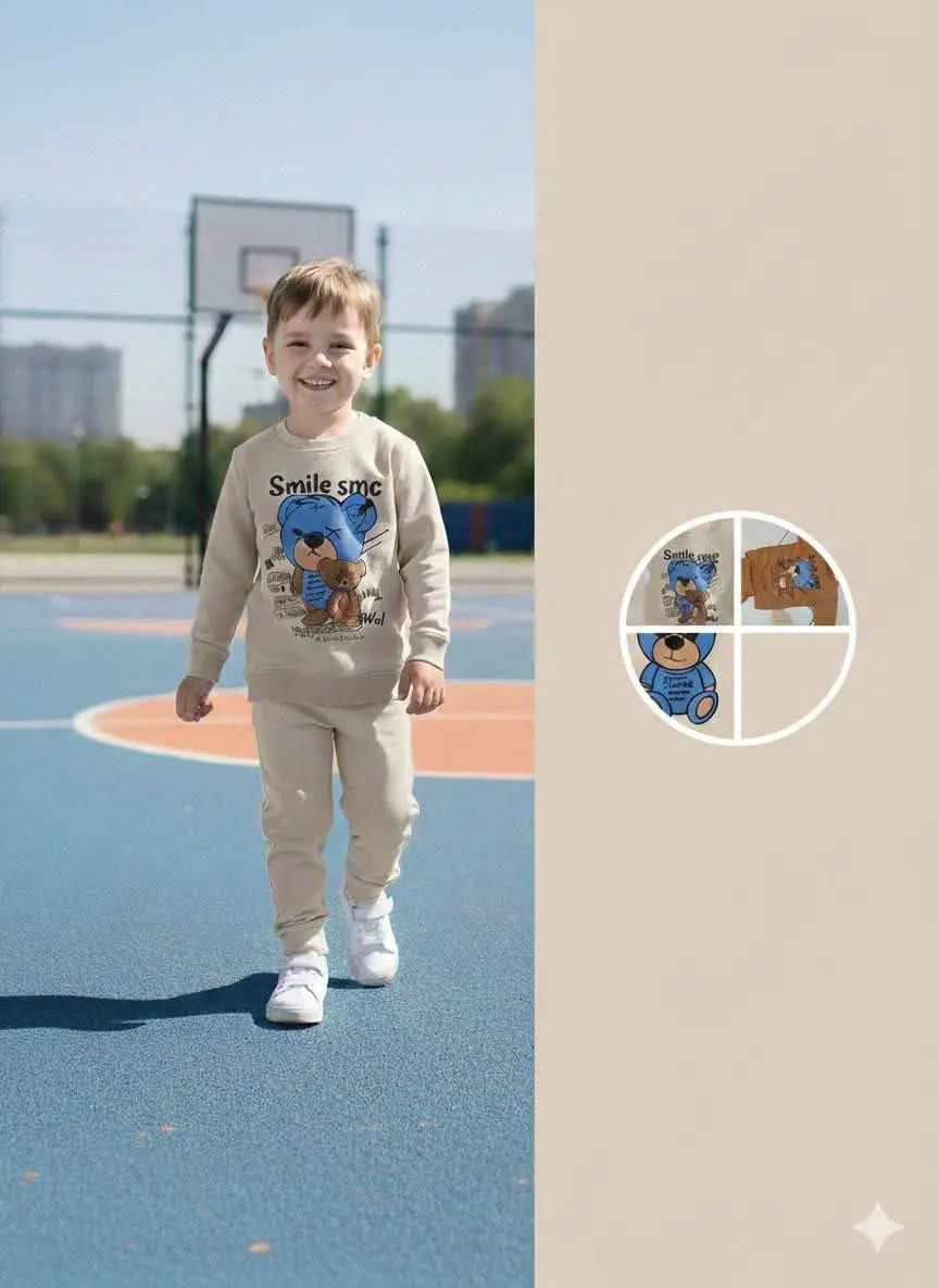 🧶 ست بلوز شلوار 💎 خرسی پسرانه