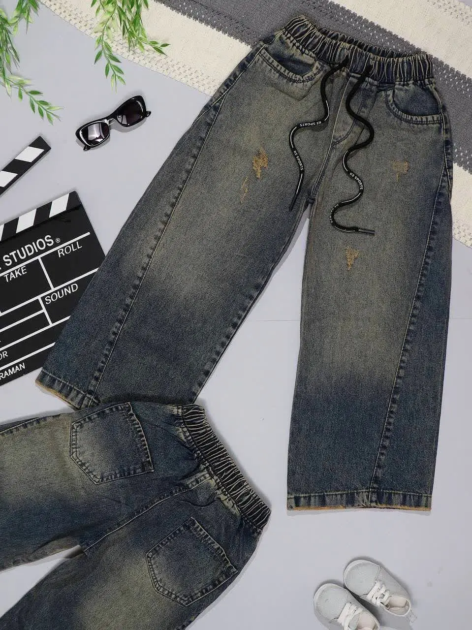 👫شلوار جین دخترانه فول بگ (...