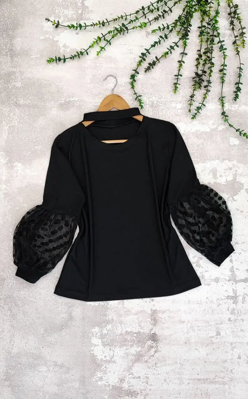 🦋نام محصول: #شومیز آستین تور گردنبندی
