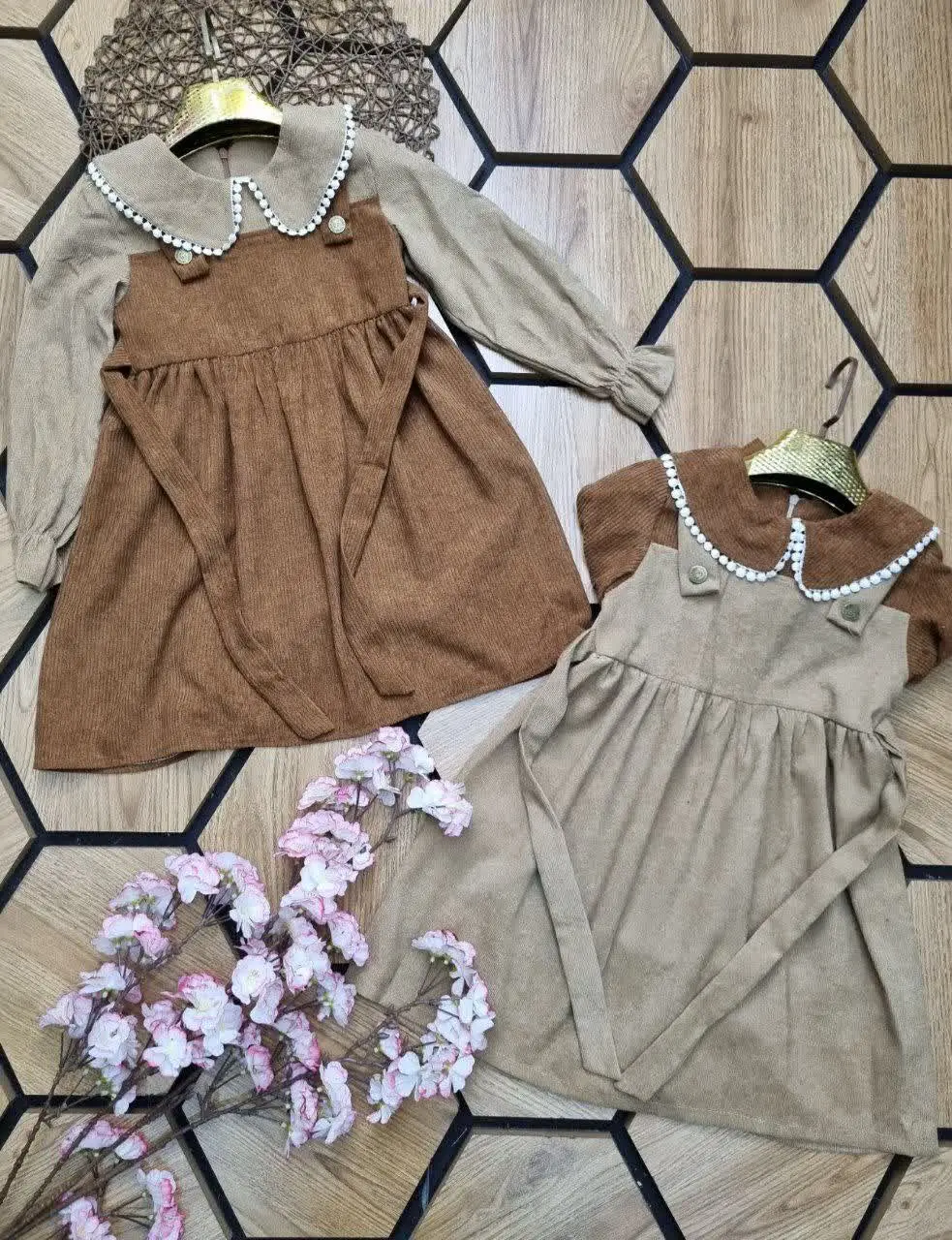 🌺 سارافون مخمل کبریتی دخترانه👧