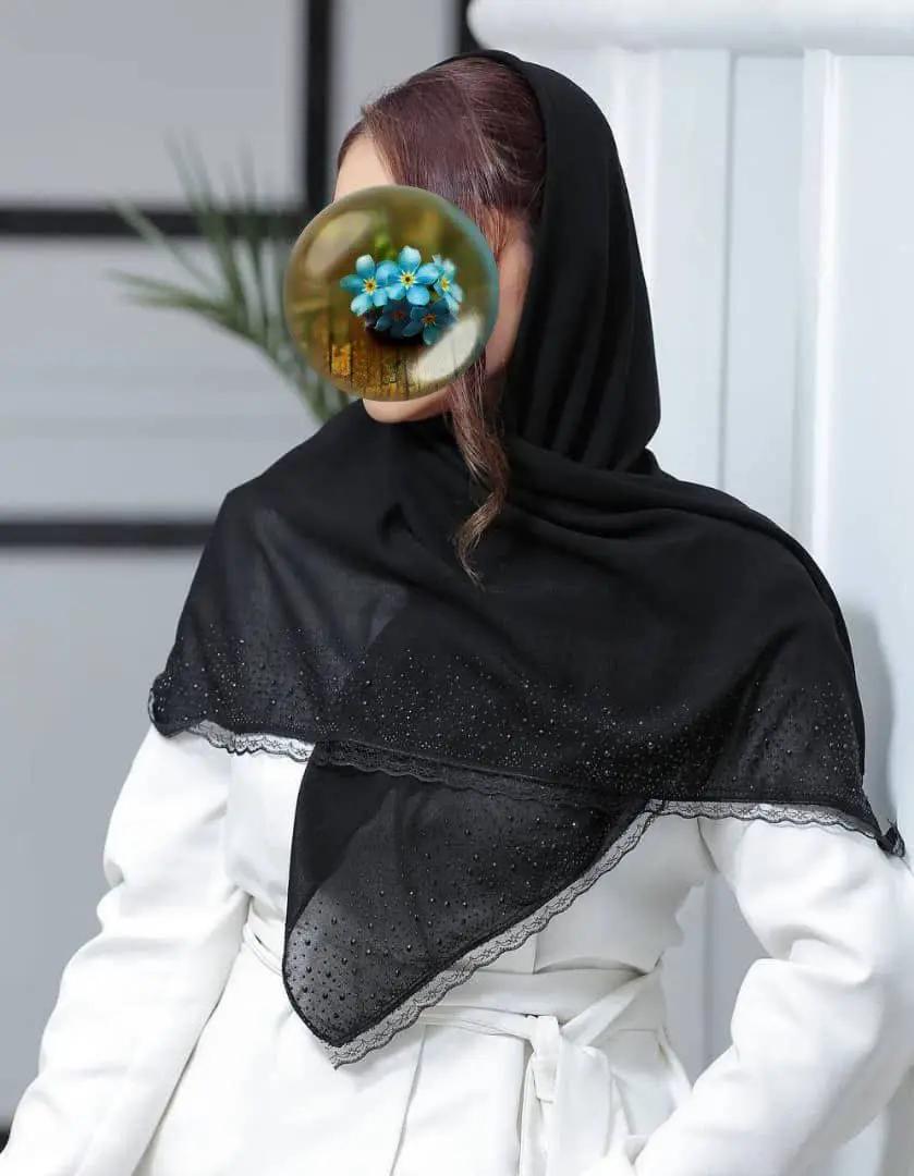 🐝روسری کرپ مشکی مجلسی