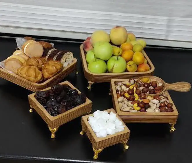 سینی ۵ تیکه چوبی پایه دار سایز بزرگ شارژ شد 😍😍😍
