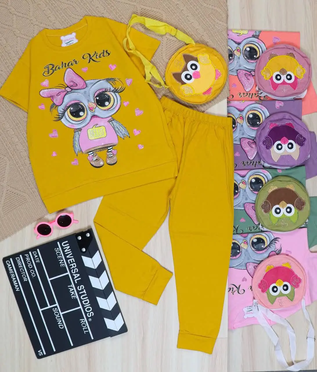 👫تیشرت و شلوار کیفدار دخترانه چاپ جغد👫
