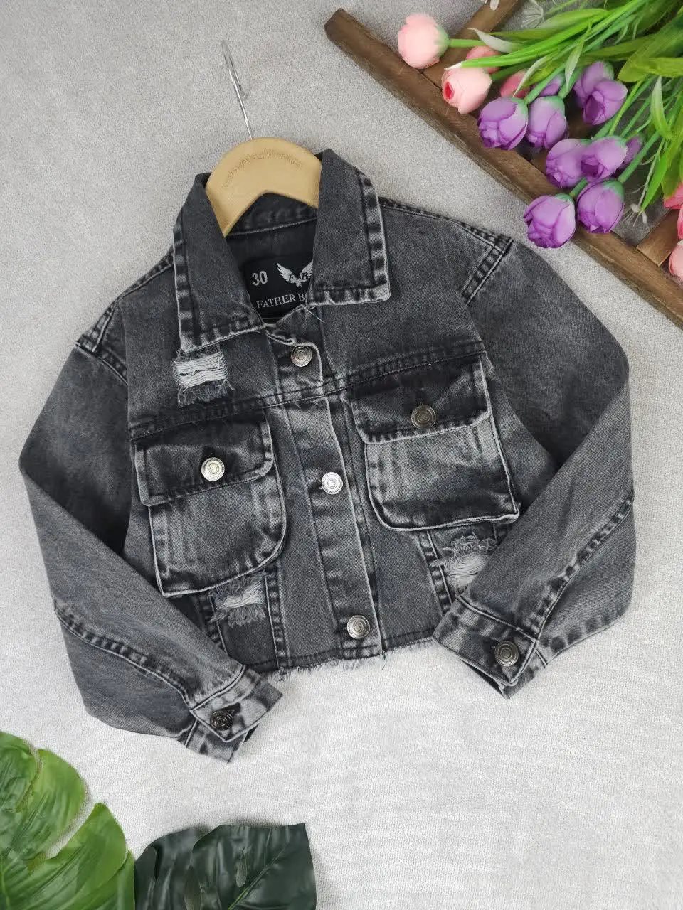 کت جین دخترانه زاپدار
