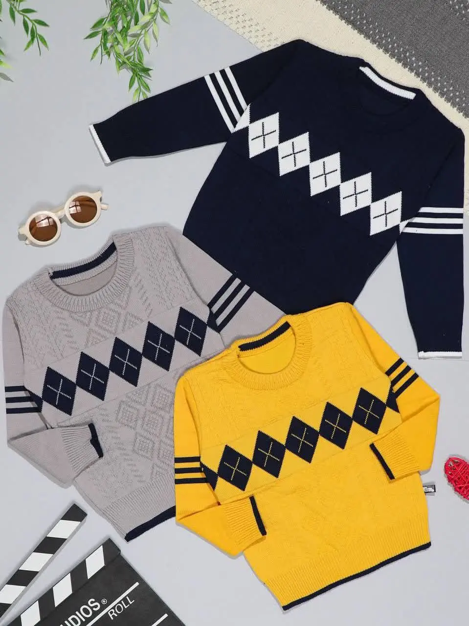 👫بافت پسرانه لوزی بزرگ ضربدری👫