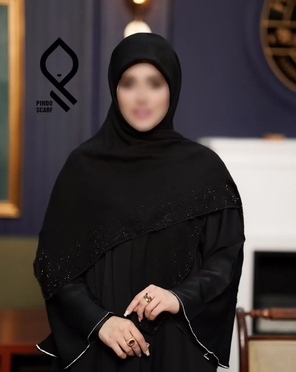 🖤 روسری نخی کریشه نگین ملیل...