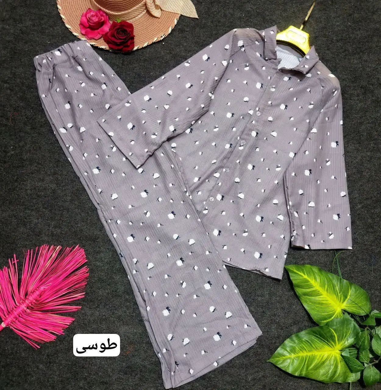 شومیز شلوار گل گچی