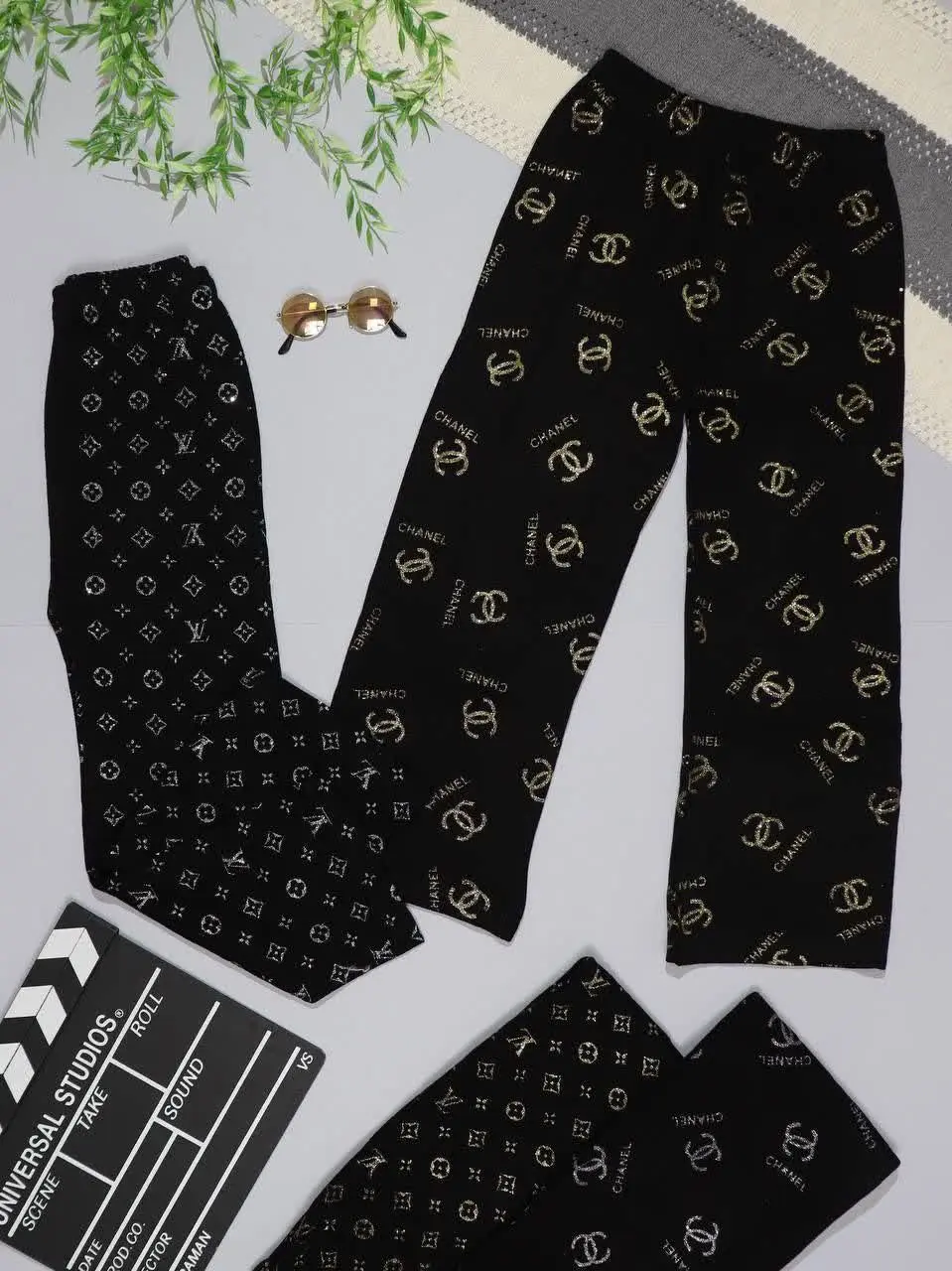 👫شلوار دخترانه چاپ طلایی/نق...