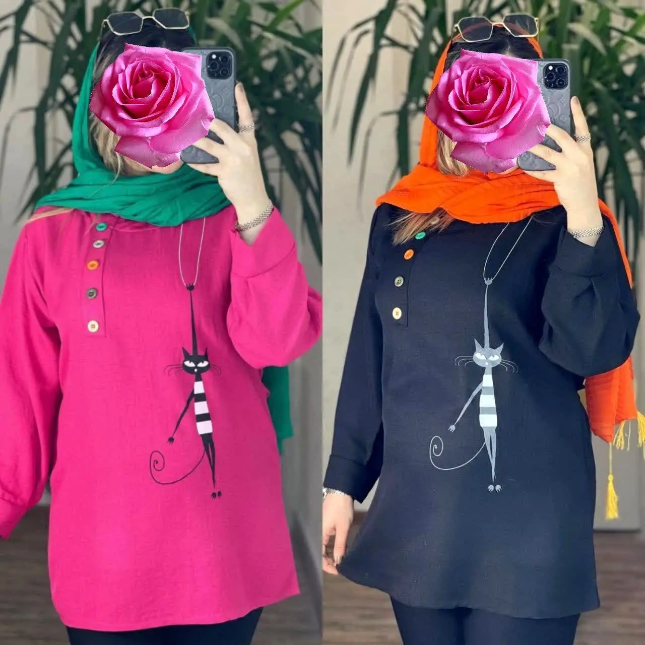 نام: تونیک مانتویی طرح گربه
