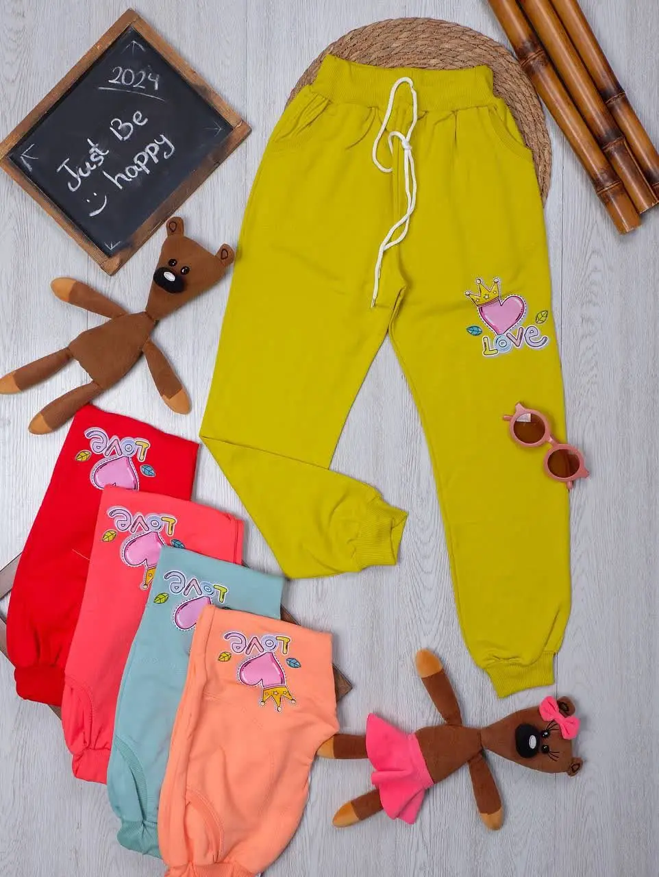 👫شلوار راحتی دخترانه قلبی 👫
