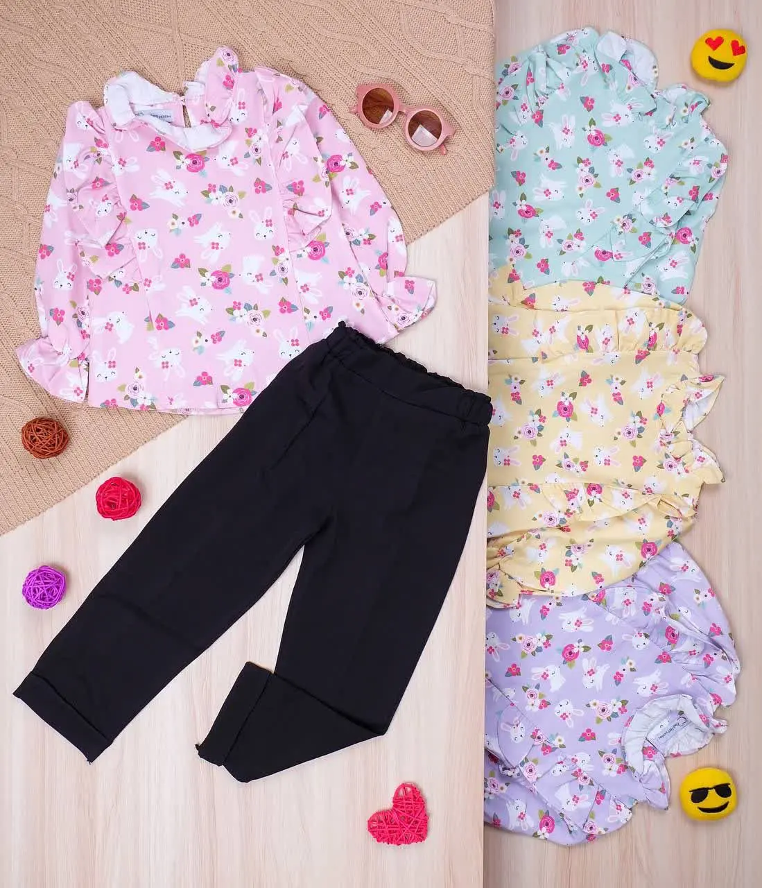 👫شومیز و شلوار خرگوش و گل بارلی👫
