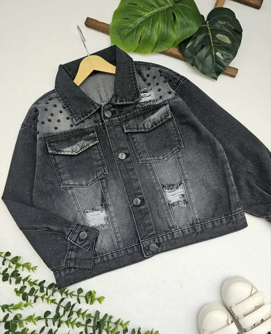 کت جین دخترانه مروارید 
