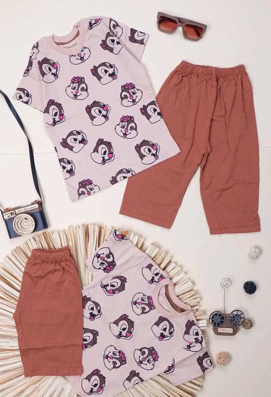 👕نام کالا: #تیشرت شلوارک کرم دخترانه 
