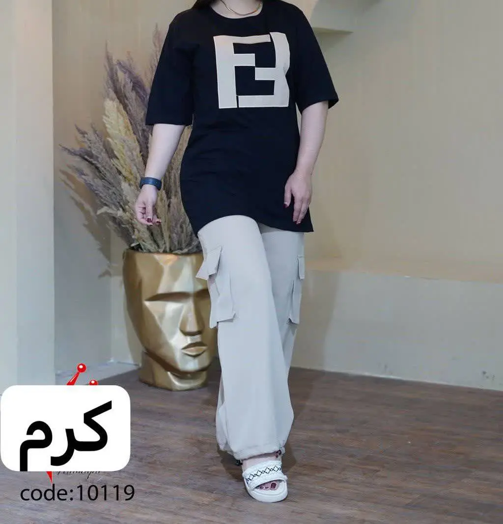 🖋نام: ست کارگو و تیشرت فندی
