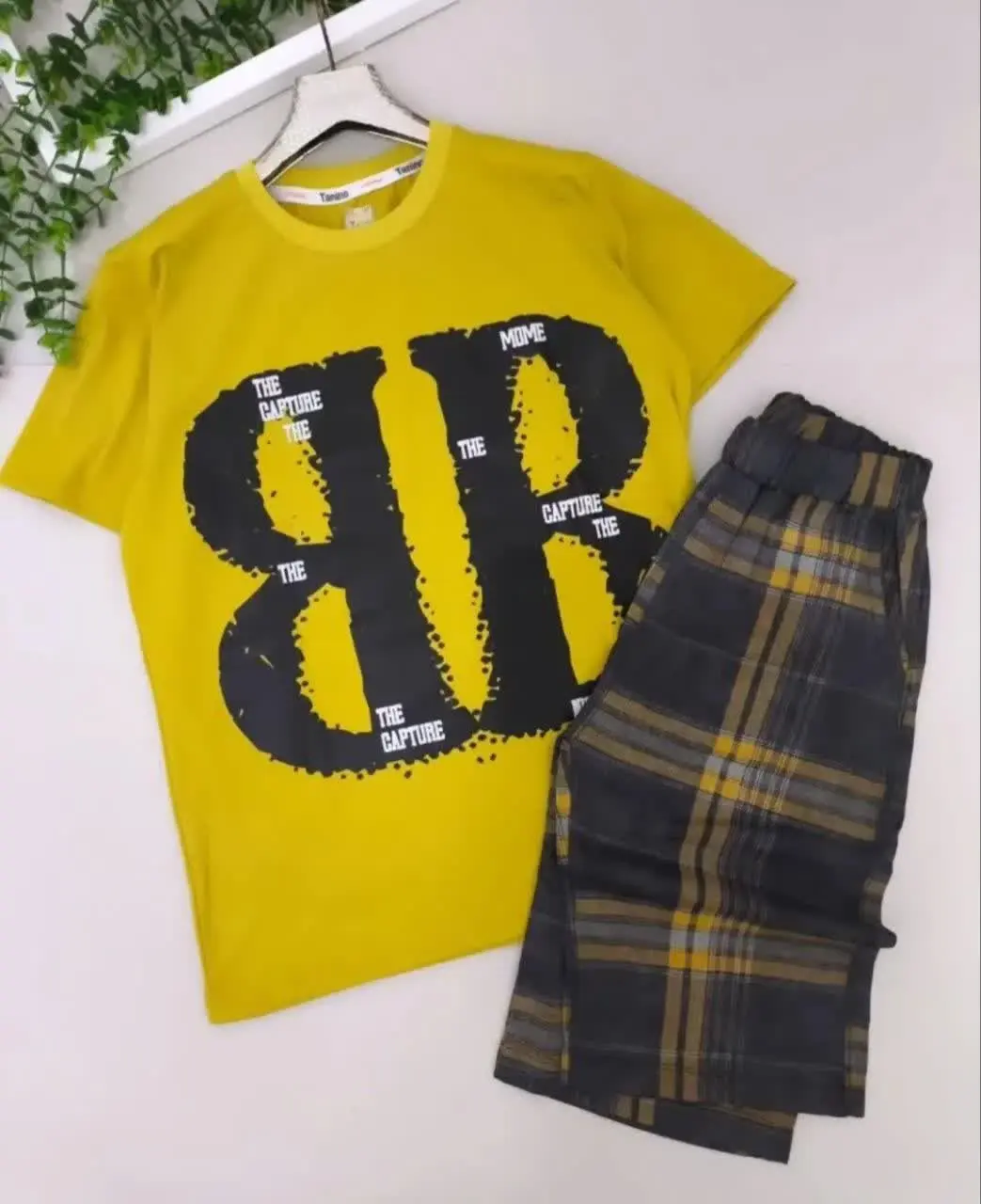 ست تیشرت شلوارک چهارخونه🍃🍃