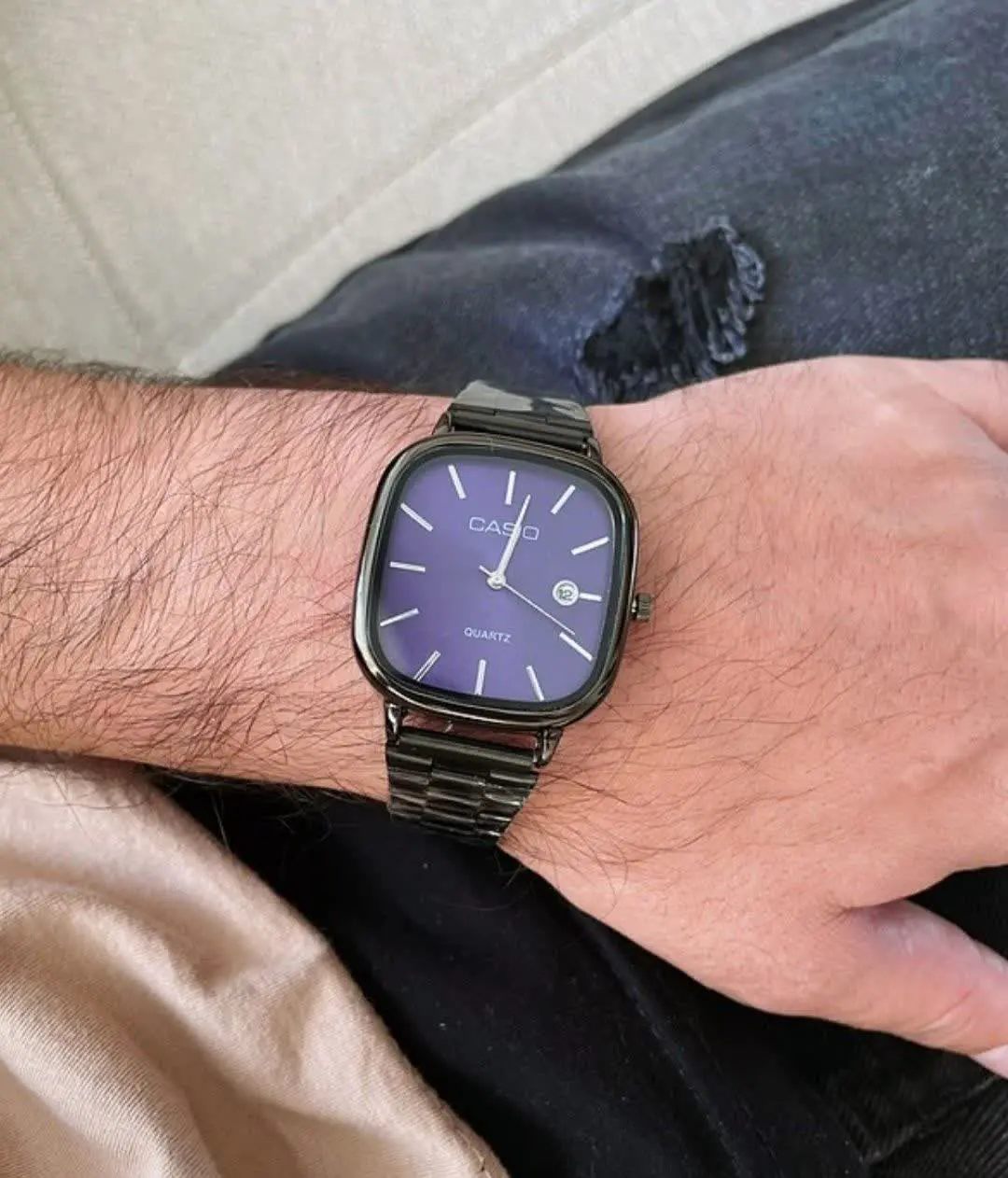 💍ساعت برند کاسیو مشکی صفحه آبی 🤗
