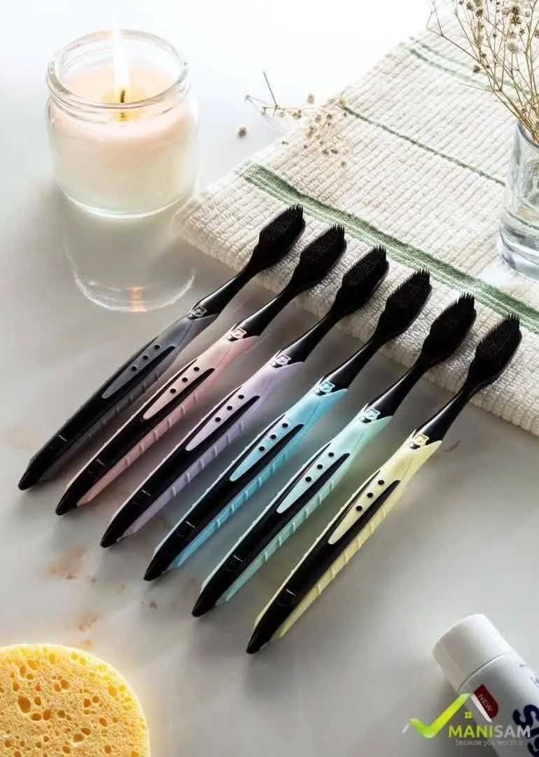 🟣 مسواک زغالی (دارای الیاف زغال فعال) 
