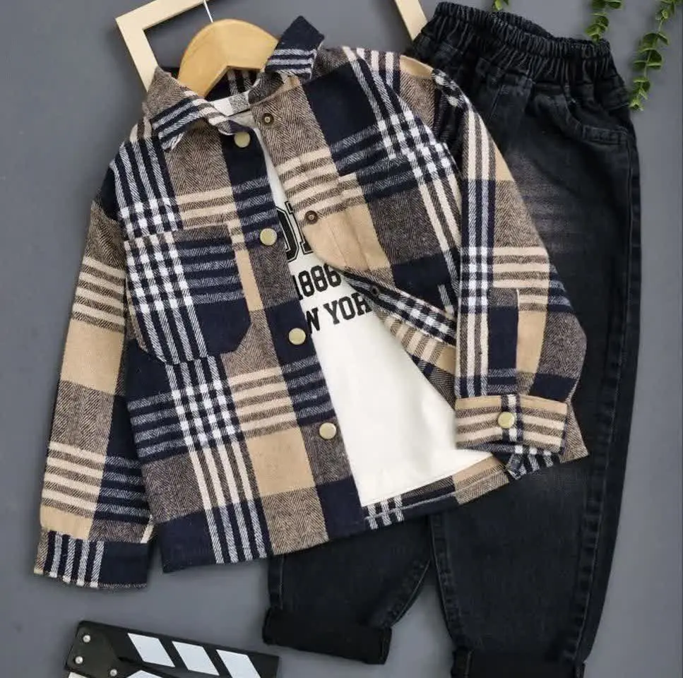 سه تیکه شلوار جین + شکت + ت...