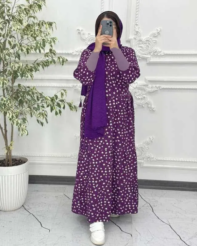 پیراهن ساحلی پفکی گل ریز 
