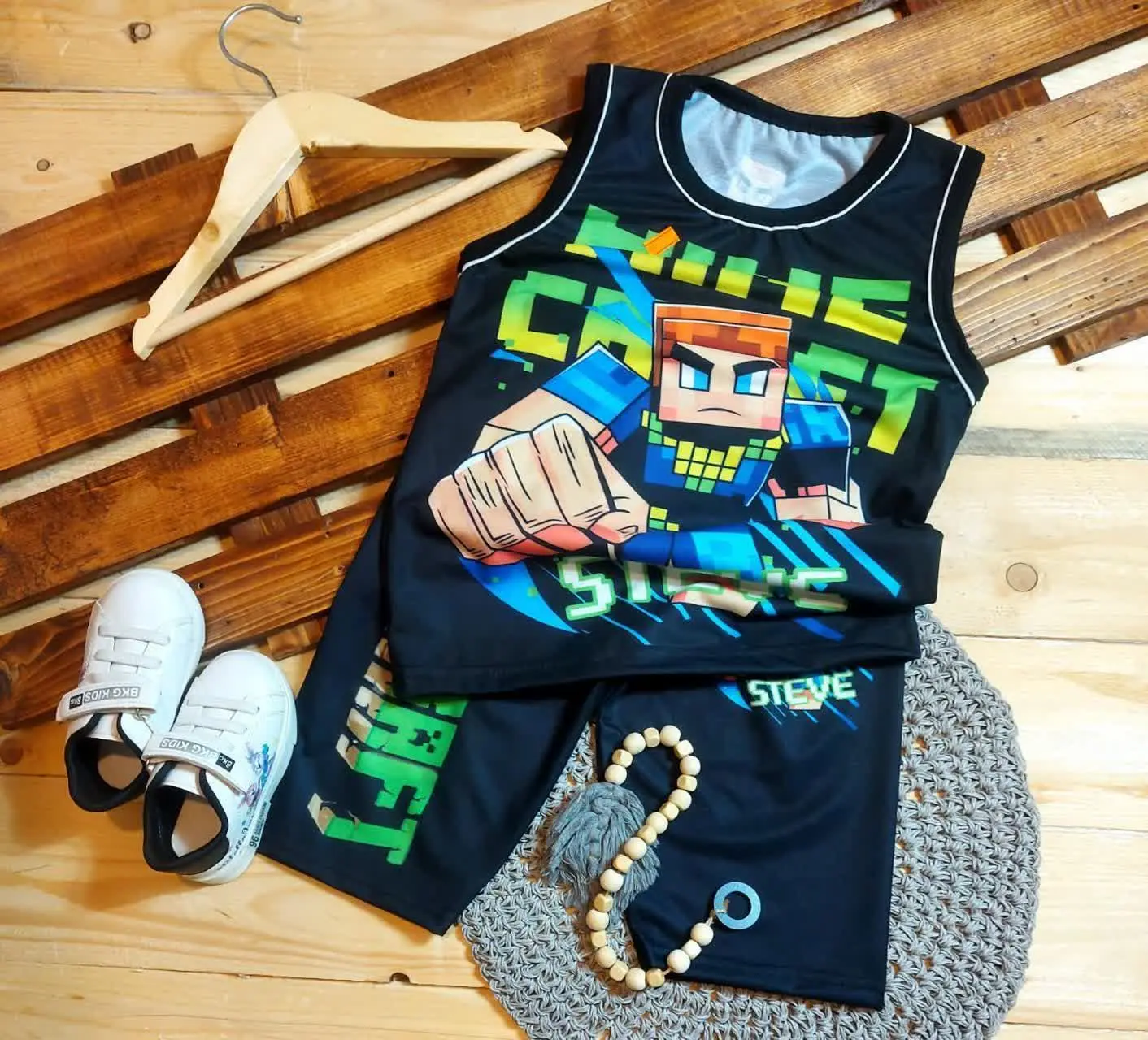 💞 ست تاپ شلوارک ماینکرافت پسرانه 💞
