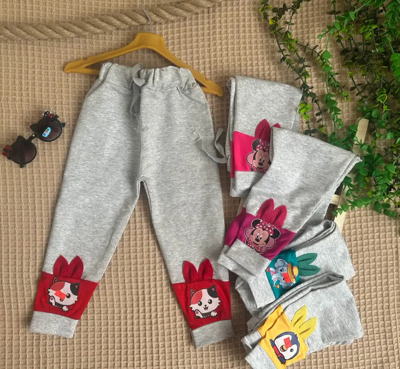 👫شلوار ملانژ طوسی دخترانه عروسکی✅
