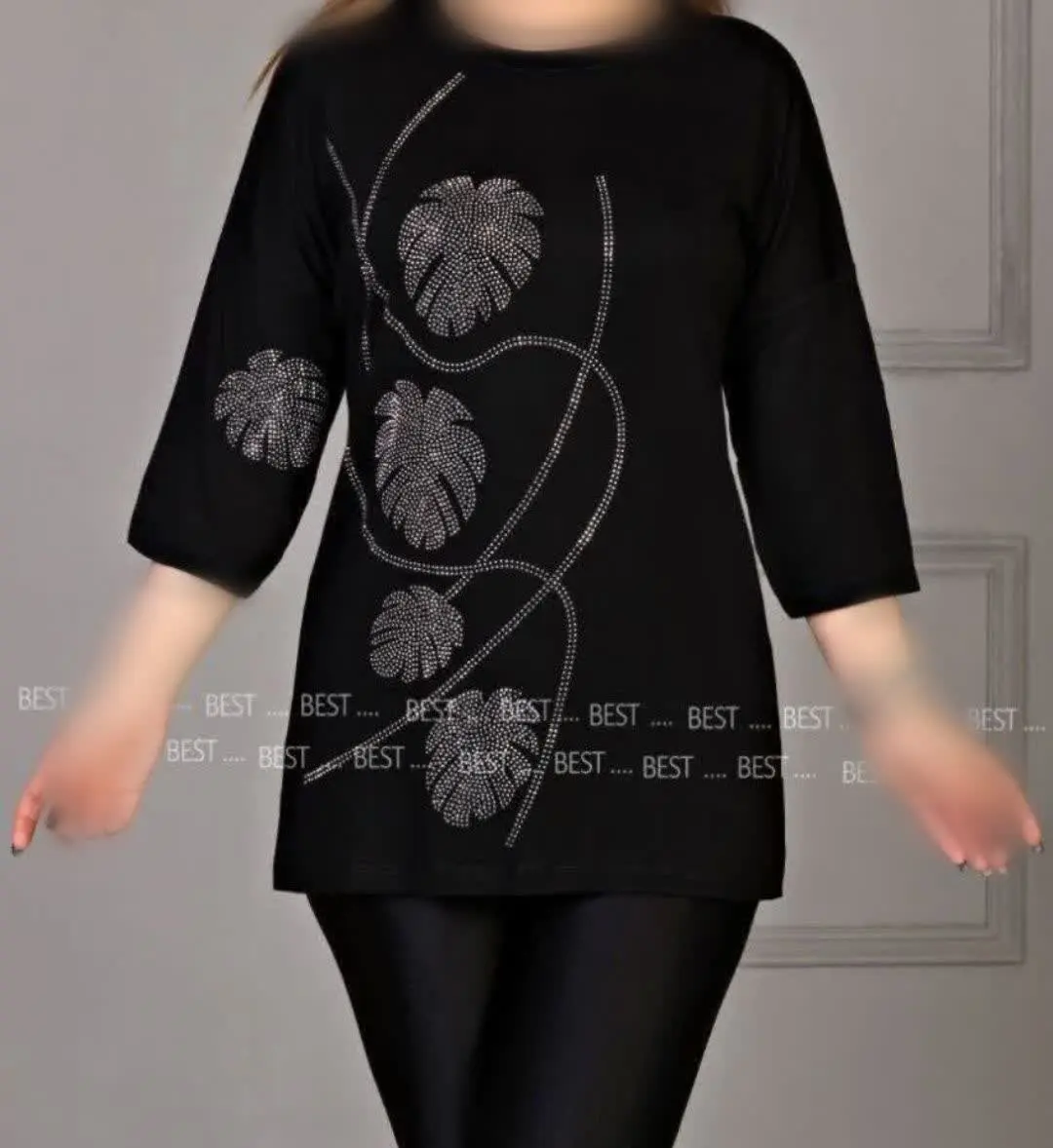 👚نام کالا: بلوز آستین کیمونو نگین نخل 😉
