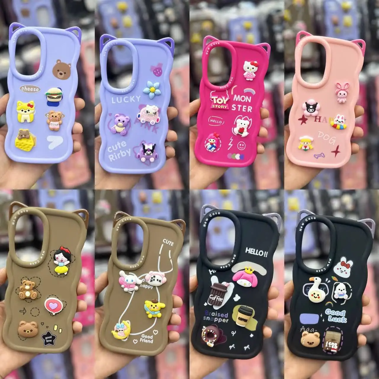 📱مدل قاب: قاب موجی عروسکی سولید برجسته گوشدار جای گوش سوراخ دارهو میشه بهش آویز وصل کرد مخصوص انواع #سامسونگ #شیائومی 
