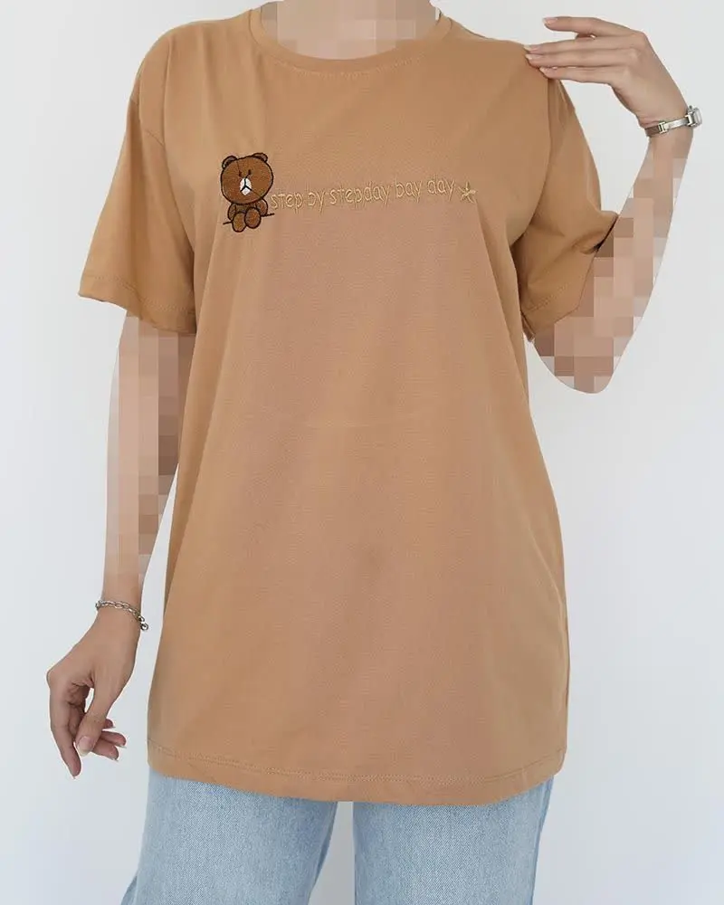 تیشرت سایز بزرگ گلدوزی زنانه