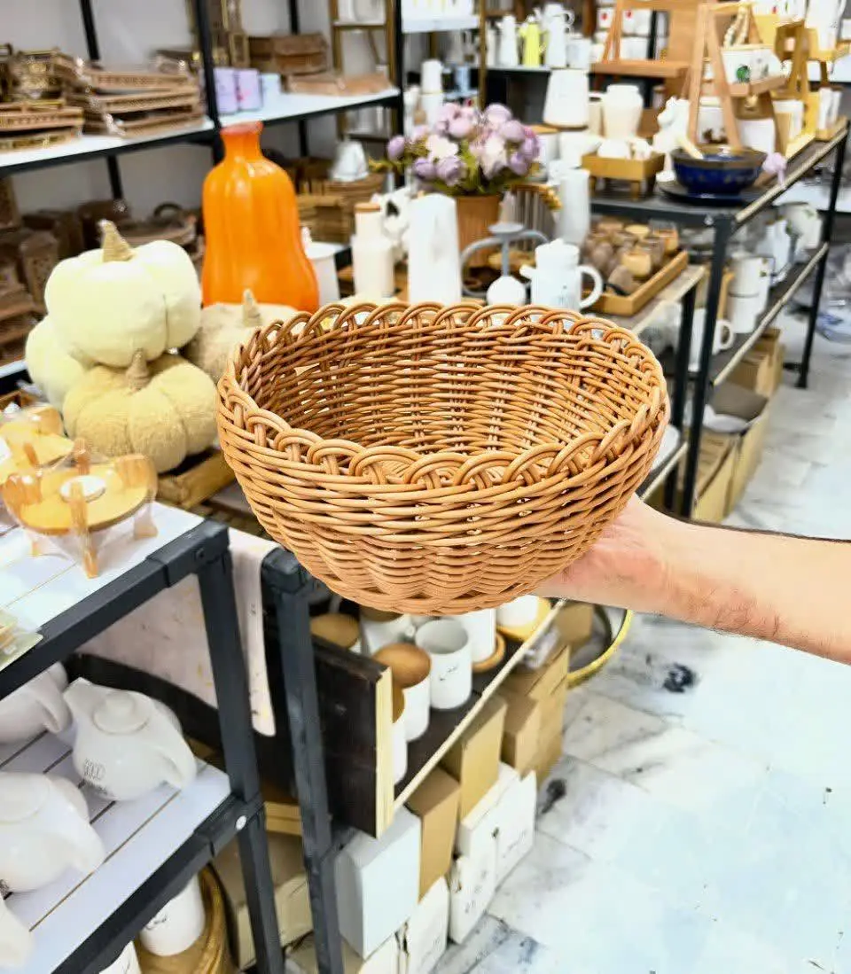 🪻 سبد نان / سبزی حصیری گرد