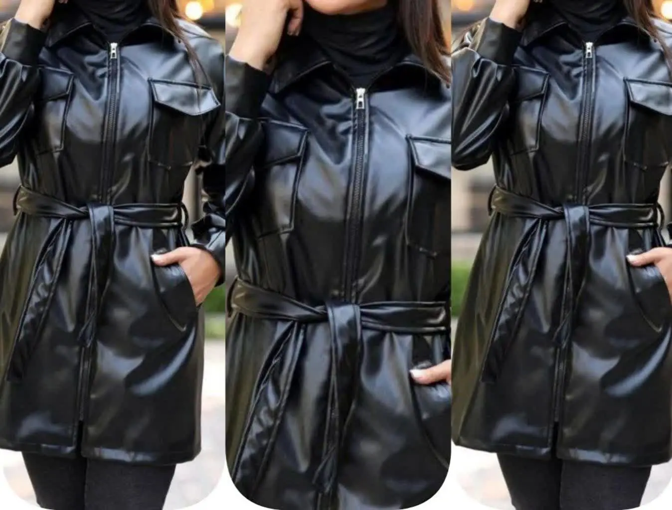 ❣نام: مانتو کتی (چهارجیب) چرم