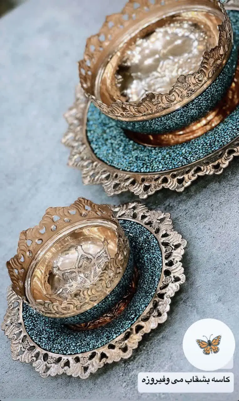 🔆کاسه و بشقاب مس فیروزه کوب 🔆
