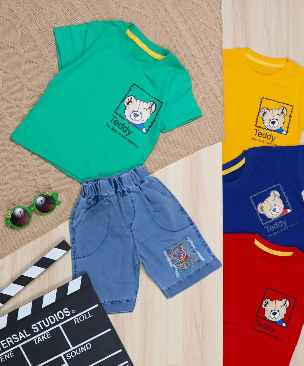 👫تیشرت و شلوارک نیل چاپ خرس Teddy 👫
