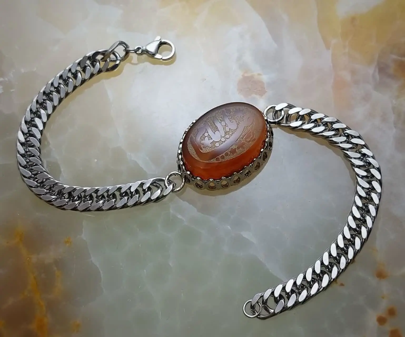 دستبند هیئتی عقیق پرتقالی ی...