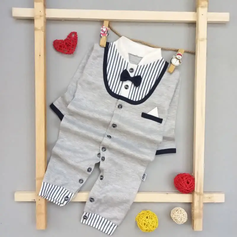 سرهمی یقه پاپیون پسرانه نوزادی 
