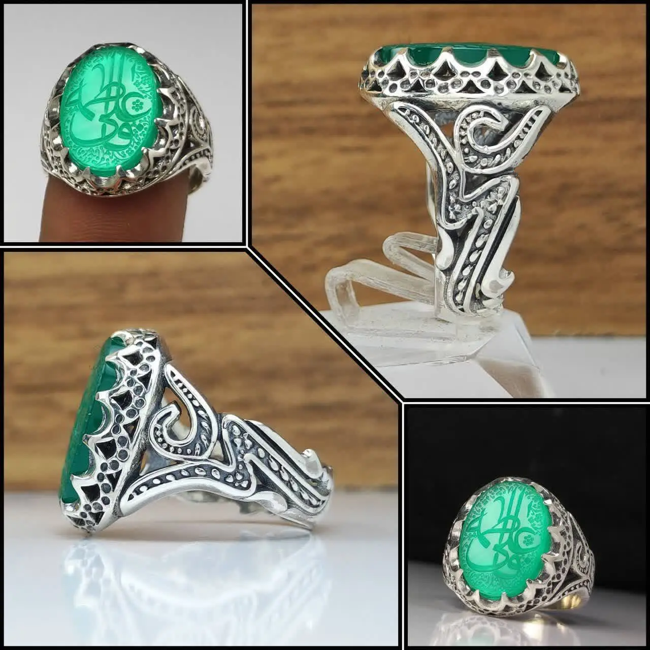 🔶انگشتر نقره طرح قلمزنی زیبا