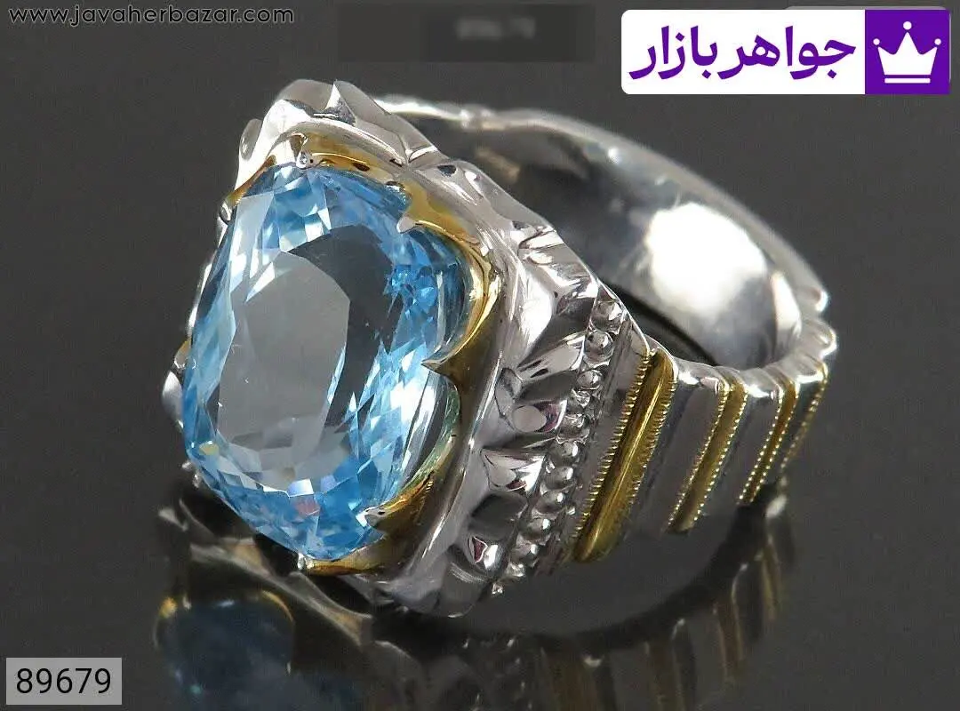 انگشتر نقره توپاز لوکس مردا...
